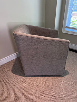 Beige Upholstered Barrel Swivel Chair