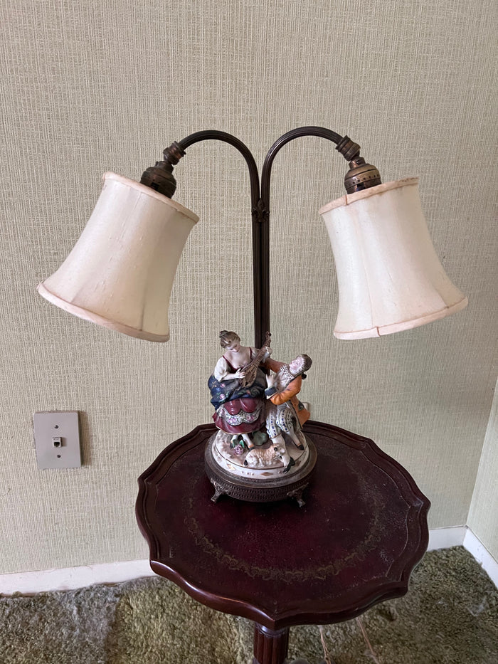 Antique Figural Porcelain 2-light lamp