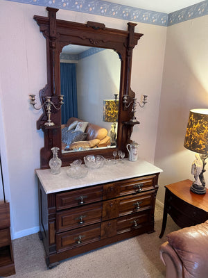 Beautiful Antique Victorian Marble Top Dresser with mirror