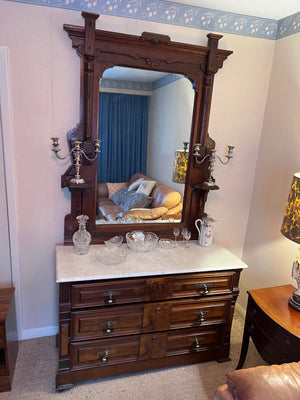 Beautiful Antique Victorian Marble Top Dresser with mirror
