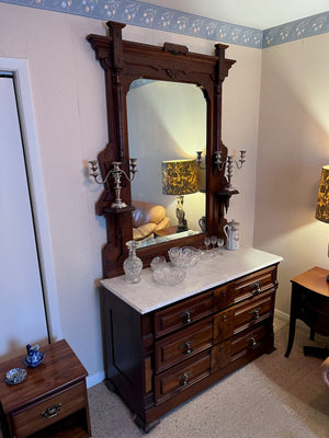 Beautiful Antique Victorian Marble Top Dresser with mirror
