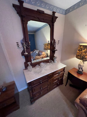Beautiful Antique Victorian Marble Top Dresser with mirror