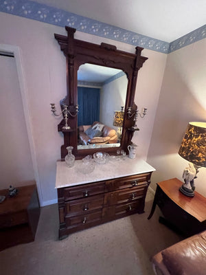 Beautiful Antique Victorian Marble Top Dresser with mirror