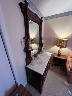 Beautiful Antique Victorian Marble Top Dresser with mirror