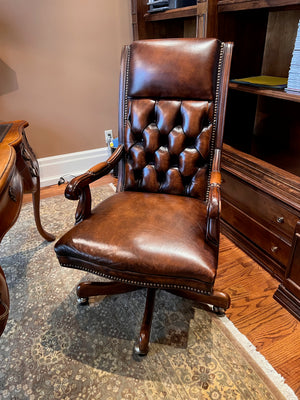 Executive Brown Leather Tufted Office Chair