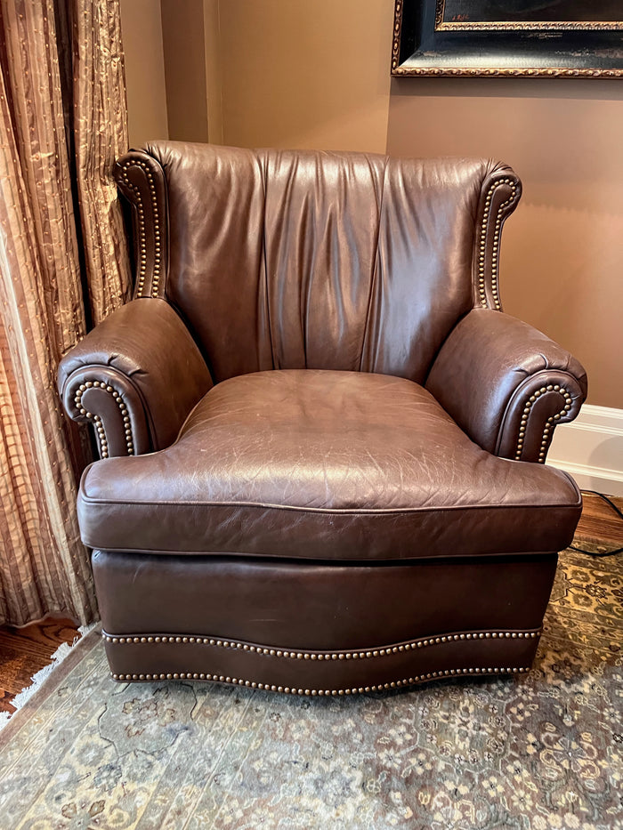Hancock & Moore Brown Leather Swivel Chair