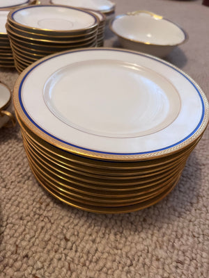 VIGNAUD LIMOGES 'The Seville" pattern with gilt and blue laurel border Lot