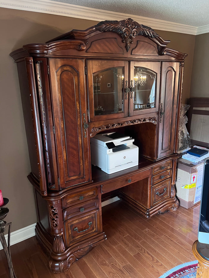 Michael Amini Signature Series by Aico "Excelsior" Credenza Hutch with Task Light