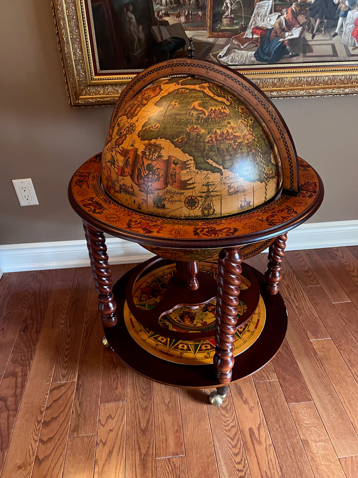 Globe Bar Cabinet on Wheels