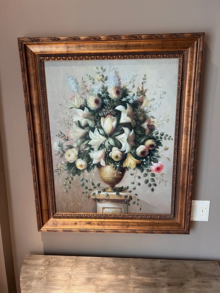 Still Life Flowers Reproduction Painting with Ornate Frame