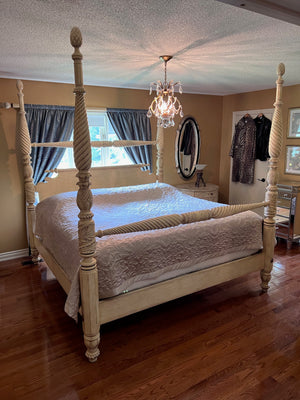 The Art Shoppe King Four Poster Cream Bed (*retail $8,000)