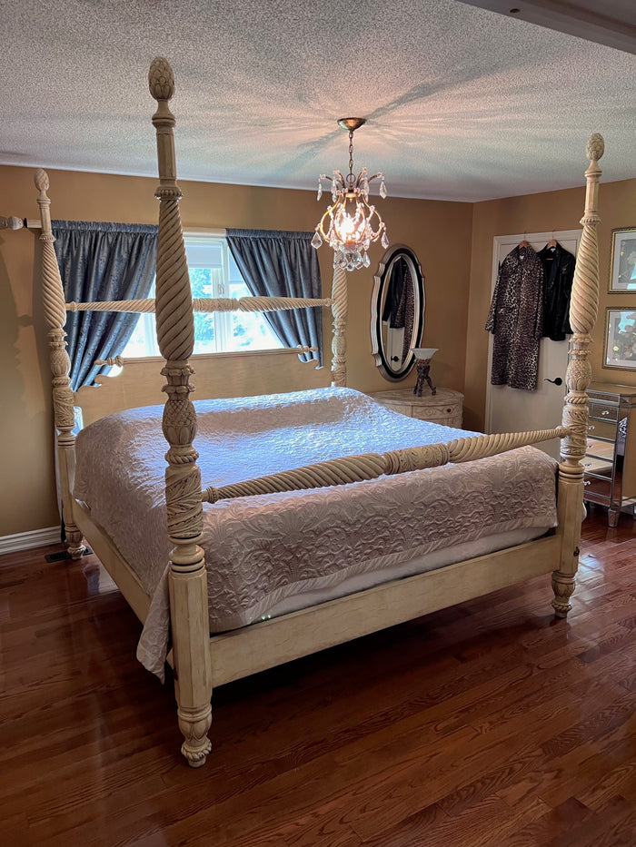 The Art Shoppe King Four Poster Cream Bed (*retail $8,000)