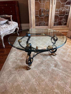 Maitland-Smith Round Glass Cocktail Table