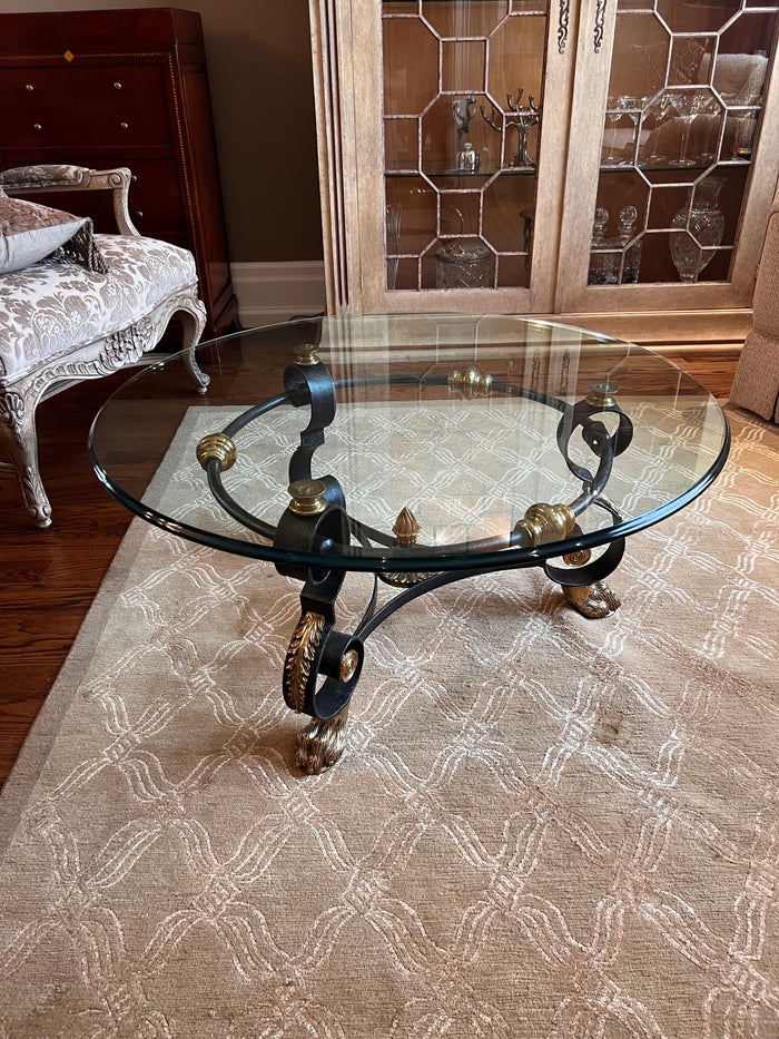 Maitland-Smith Round Glass Cocktail Table