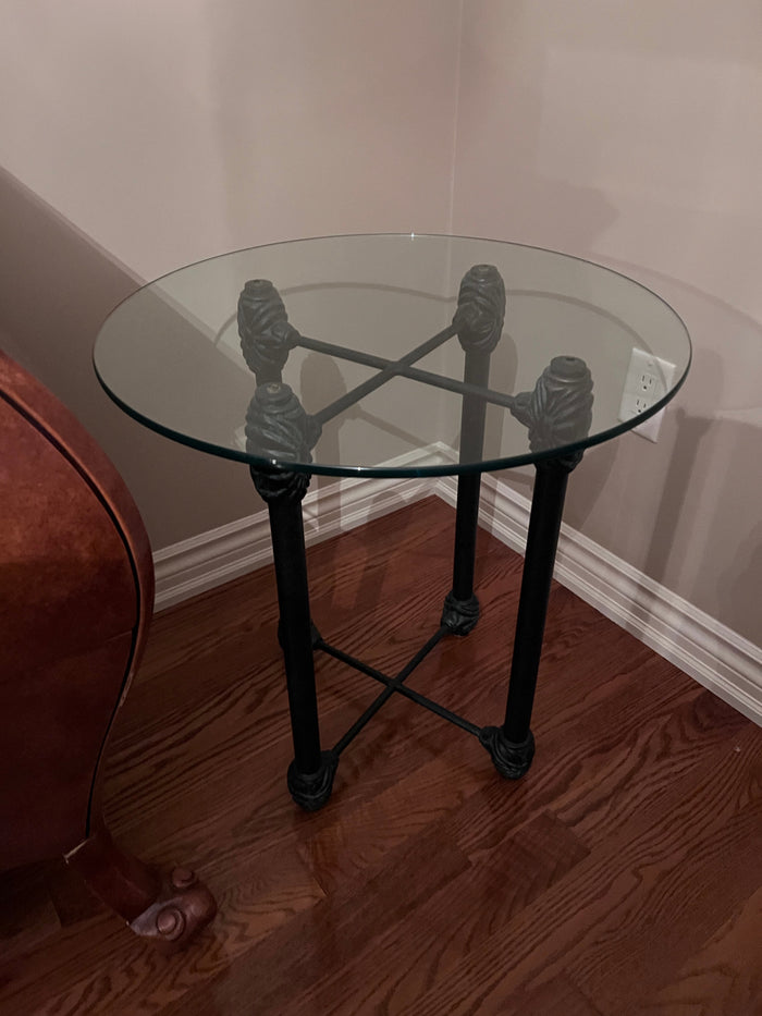 Wesley Allen Round Glass Side Table