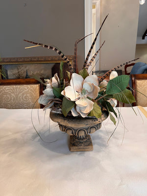 Small Decorative Urn with Faux Floral Arrangement