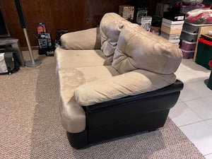 Beige and Brown Faux Leather Love Seat