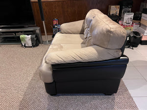 Beige and Brown Faux Leather Love Seat