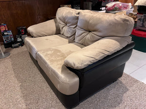 Beige and Brown Faux Leather Love Seat