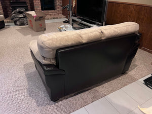 Beige and Brown Faux Leather Love Seat