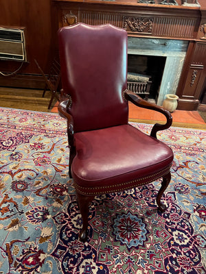 Vintage Brown Leather Executive Chair, Nailhead Trim