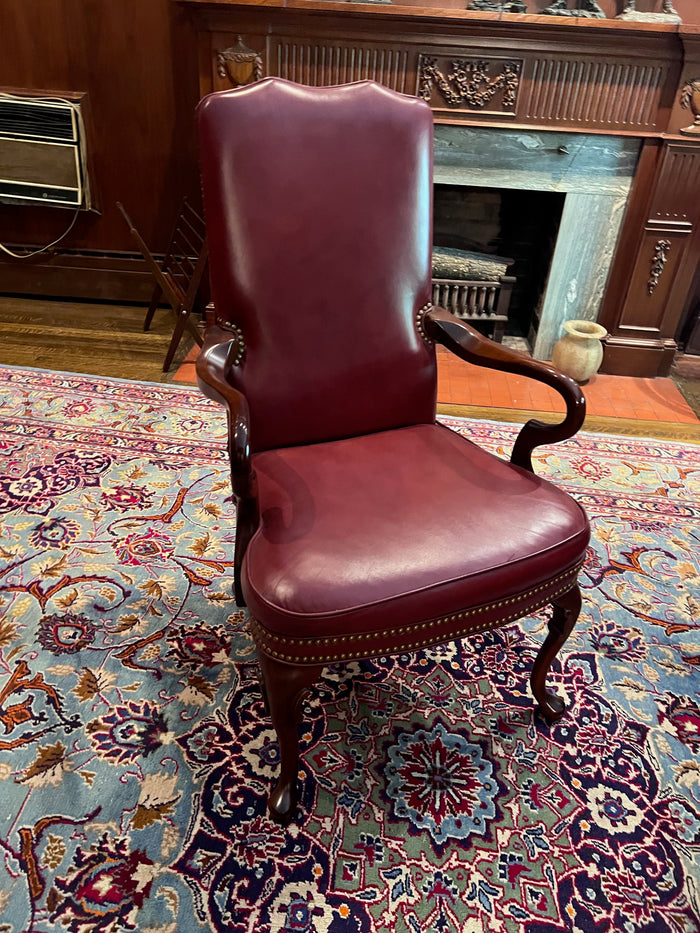 Vintage Brown Leather Executive Chair, Nailhead Trim