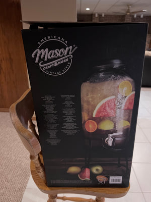 BRAND NEW Mason Craft & More 11L Glass Drink Dispenser with Stand