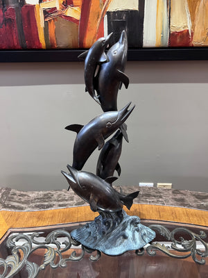 'Dolphins at Play' Metal Sculpture