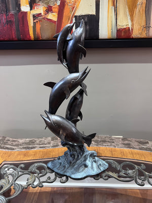 'Dolphins at Play' Metal Sculpture