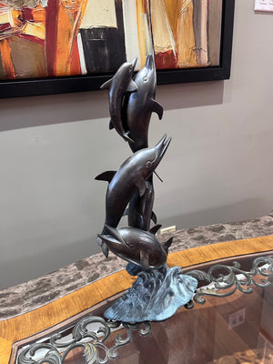 'Dolphins at Play' Metal Sculpture