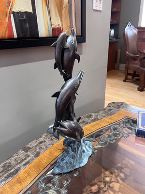 'Dolphins at Play' Metal Sculpture
