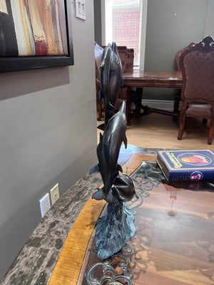 'Dolphins at Play' Metal Sculpture