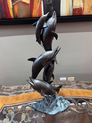 'Dolphins at Play' Metal Sculpture