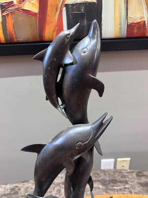 'Dolphins at Play' Metal Sculpture