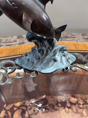 'Dolphins at Play' Metal Sculpture
