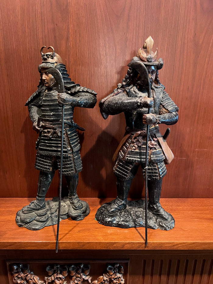 Pair of Oriental Bronze Sculptures- 'Warriors'