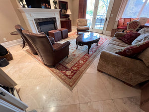 100% Wool Red/Beige Area Rug- 12ft x 8.10ft