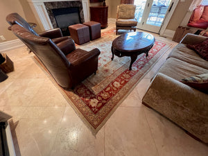 100% Wool Red/Beige Area Rug- 12ft x 8.10ft