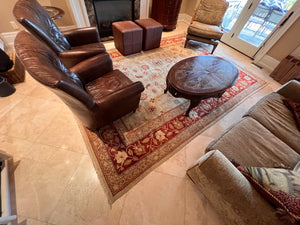 100% Wool Red/Beige Area Rug- 12ft x 8.10ft