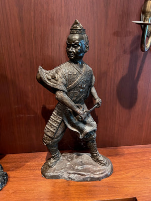 Oriental Painted Metal Sculpture- 'Warrior'