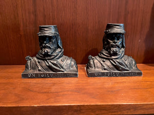 Bronze Bookends- After Emile CARLIER "Un Poilu/The Hairy One 1914 - 1915"