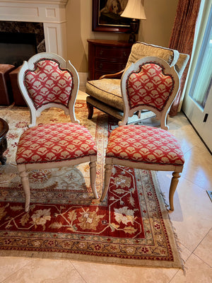 Pair of Hickory White Red Upholstered Accent Chairs