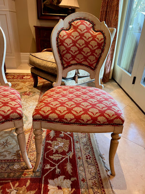 Pair of Hickory White Red Upholstered Accent Chairs