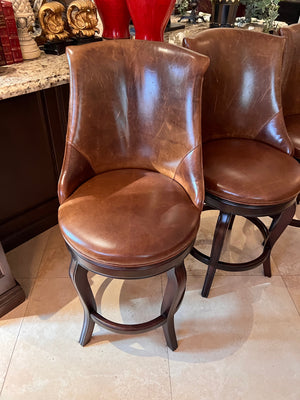 3 Hancock & Moore Brown Leather 'Watson' Counter Stools