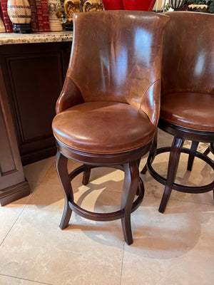 3 Hancock & Moore Brown Leather 'Watson' Counter Stools