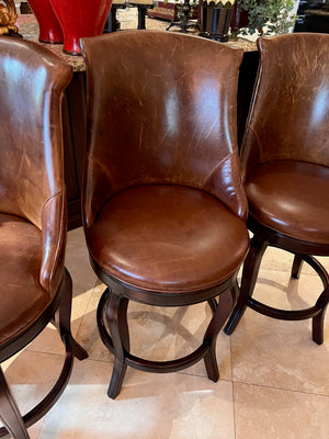 3 Hancock & Moore Brown Leather 'Watson' Counter Stools
