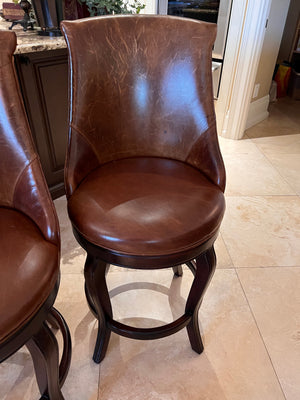 3 Hancock & Moore Brown Leather 'Watson' Counter Stools