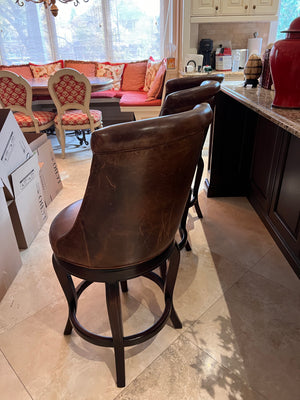 3 Hancock & Moore Brown Leather 'Watson' Counter Stools