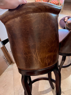 3 Hancock & Moore Brown Leather 'Watson' Counter Stools