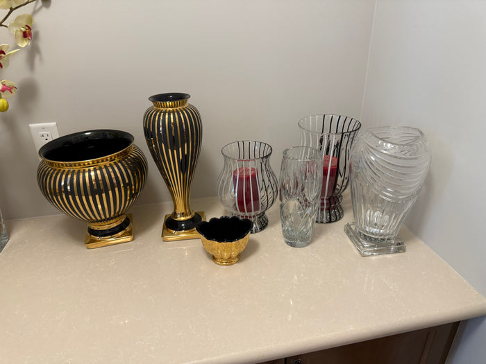 Decorative Vase Lot | * 2 Black and Gold Vases from Martin Daniel (*retail $650)